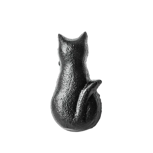 Minimalist black cast iron cat-shaped handle for cabinets and furniture drawers