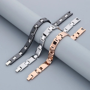 Bracelet Homme Acier Tungstène Et Céramique Style Bracelet De Montre Géométrique Poli Minimaliste Pour Hommes