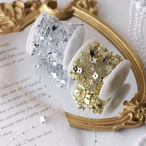 Christmas star pearl beaded chain in gold and silver finish for DIY jewelry decor