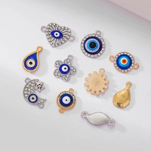 Blue Evil Eye alloy charms set in heart sun and moon shapes for DIY jewelry making