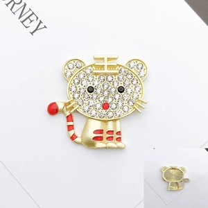Detail of tiger alloy charm with sparkling rhinestones and red stripes for DIY crafts