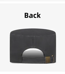 Vue arrière de la casquette sport à sommet plat avec boucle en métal et coton