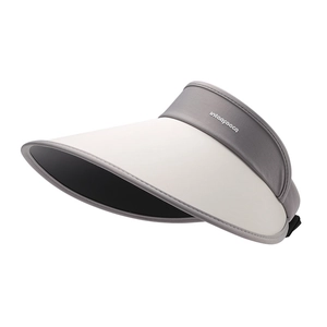 Women's UV protection wide brim sun hat in light grey and cream for outdoor activities