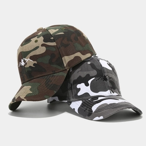 Camouflage baseball hat with mountain embroidery for outdoor hiking and fishing activities