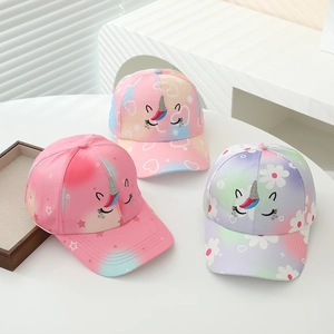 Cappellini da baseball unicorno per bambini in rosa, pesca e viola con ricamo
