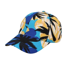 Tropical coconut tree print baseball cap for beach vacations with a curved brim design