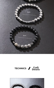 Close-up of beaded bracelets with cross charms and 6cm diameter size detail