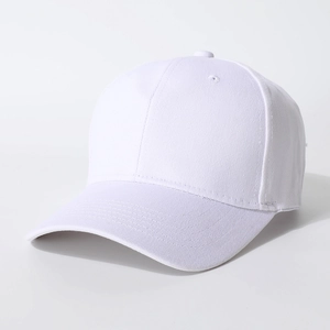 Classic pure white six-panel cotton twill baseball cap for summer sun protection
