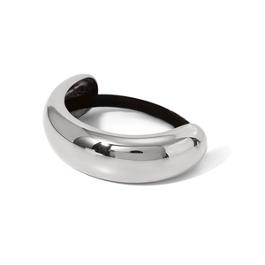 Minimalist silver stainless steel hair ring with a polished mirror finish for ponytail