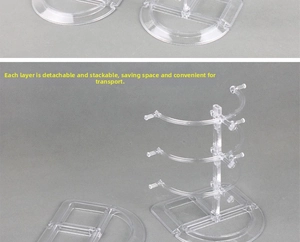 Three-tier transparent acrylic glasses display stand with detachable and stackable layers