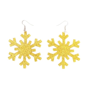 Sparkly gold resin snowflake earrings with hooks for Christmas festive style jewelry