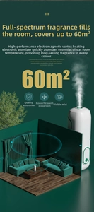 Smart essential oil atomizer with electromagnetic technology covering 60 square meters