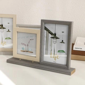 Nordic wood composite photo frame set on base for 4x6 inch desktop or wall display