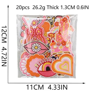 Set of 20 bohemian butterfly and cartoon embroidery patches for clothes decoration