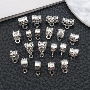 Silver alloy large hole bead connectors with embossed patterns for DIY jewelry making