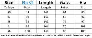 Detailed size chart for lace hollow out party dress with measurements in cm