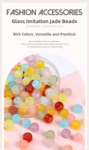 Macro view of assorted 8x6mm barrel-shaped glass beads for DIY jewelry making