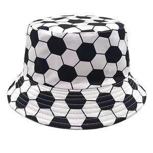 Football Pattern Bucket Hat Polyester Soccer Print Sun Cap For Outdoor Sports Summer Travel Men Women