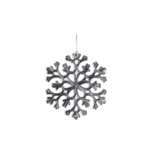Exquisite snowflake Christmas hanging ornament with metallic finish and silver string