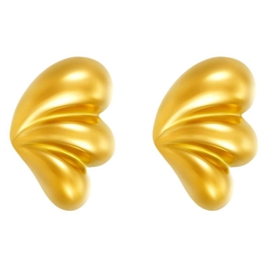 Minimalist 18k gold plated stainless steel stud earrings with 3D wavy teardrop design