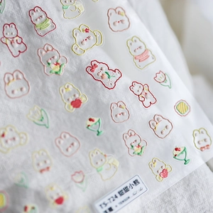 Stickers ongles relief 3D avec ours mignons et motifs floraux colorés TS-724