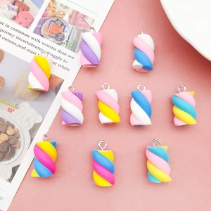 Detailed close-up of colorful resin marshmallow charms for DIY jewelry and phone cases