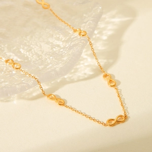 Elegant 18K gold plated stainless steel infinity link chain necklace for women