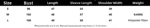 Tableau des tailles pour cardigan femme indiquant les mesures S, M, L en cm