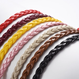 Fashionable braided thin belts for women in seven candy colors with knot decoration