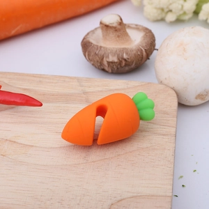 Carrot-shaped silicone lid lifter prevent overflow kitchen gadget on wooden board