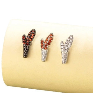 Three variants of cactus stud earrings with micro-set zircon in gold and silver finish
