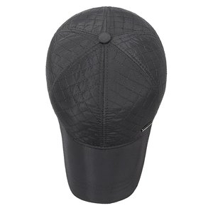 Men's winter quilted baseball cap with ear protection and warm fleece lining in dark grey