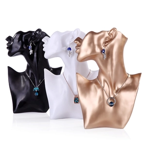 Female Mannequin Bust Jewelry Display Stand Resin Necklace Earring Holder Organizer Desktop Ornament Elegant