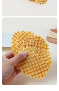 Detailed close-up of a realistic waffle food model with baked texture and golden finish