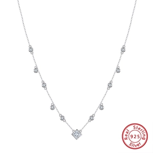 S925 Sterling Silver Square Zirconia Pendant Necklace For Women Elegant 14K Gold Plated Geometric Clavicle Chain Jewelry