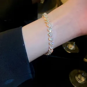 Elegant silver heart bracelet with full diamond pavé setting and sparkling crystals