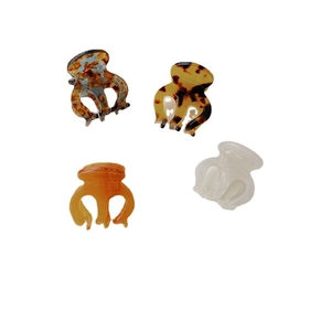 Lot de 4 mini pinces à cheveux en acétate écaille de tortue et crème pour femme