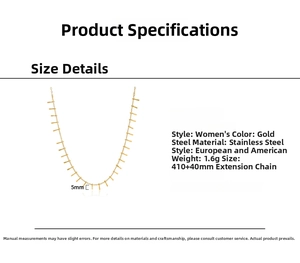 Detail specifications of 18K gold stainless steel necklace with vertical bar pendants