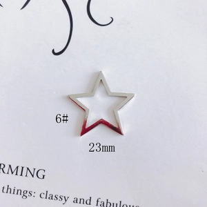 Macro detail of 23mm silver hollow star metal jewelry accessory for DIY earrings