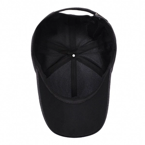 Classic grey-black baseball cap showing internal 6-panel structure and reinforced seams