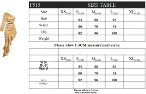 Detailed size chart for floral off-shoulder slim fit dress showing bust and waist measurements