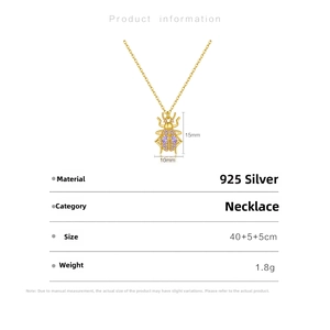 Detailed S925 sterling silver spider necklace specifications and pendant size dimensions