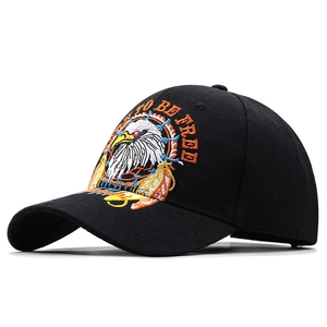 Classic black baseball cap featuring an eagle embroidery and Born to Be Free text