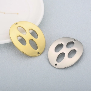 Breloques Pendentif Tranche Racine Lotus Ovale En Acier Inoxydable Creux Courbé Pour Accessoires De Bijoux DIY