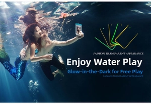 Luminous waterproof phone pouch for underwater photography with touch screen functionality
