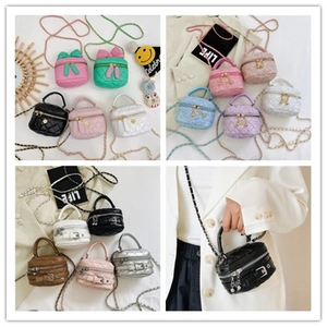 Girls Mini Crossbody Bag Quilted PU Leather Sequin Denim Chain Strap Bowknot Flower Decor Handheld Shoulder Purse
