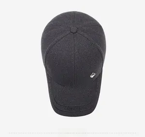 Detailed top view of dark grey herringbone baseball cap with FISHION embroidery
