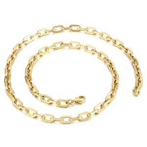 Minimalist gold-plated stainless steel paperclip chain necklace with lobster clasp