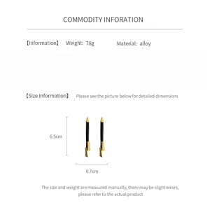 Detailed size chart showing alloy fringe earrings with dimensions 6.5cm length and 0.7cm width