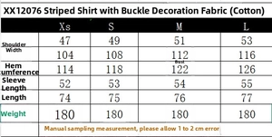 Tableau des tailles détaillé pour la chemise en popeline rayée avec sangles à boucle